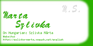 marta szlivka business card